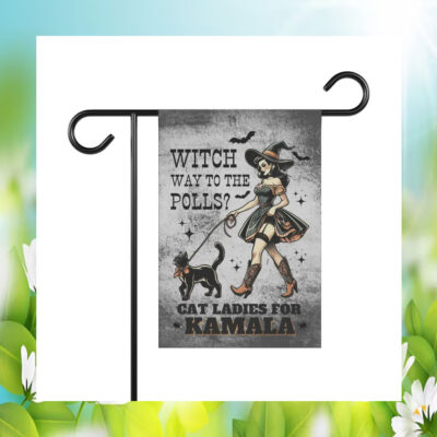 Witch Way To The Polls Cat Ladies For Kamala Halloween Flag