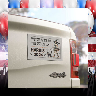 Witch Way To The Polls Harris Walz Halloween Car Magnet