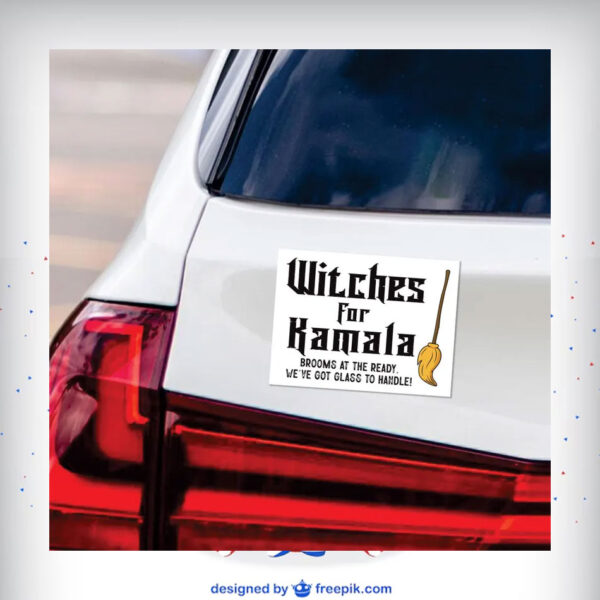 Witches for Kamala Brooms At The Ready, We've Got Glass To Handle! Halloween Stickers