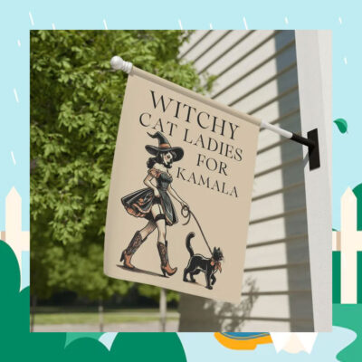 Witchy Cat Ladies For Kamala Halloween Flag
