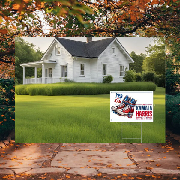 Yes We Kam 2024 Kamala Harris Madam President Cat Yard Sign