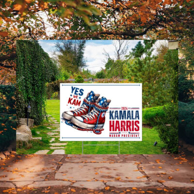 Yes We Kam 2024 Kamala Harris Madam President Cat Yard Sign