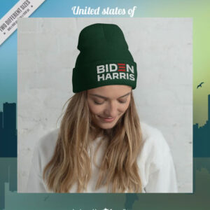 Biden Harris Embroidered Cuffed Beanie Knit Hat