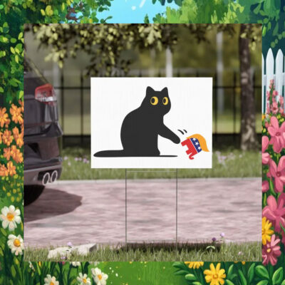 Black Cat Kamala Harris Yard Sign