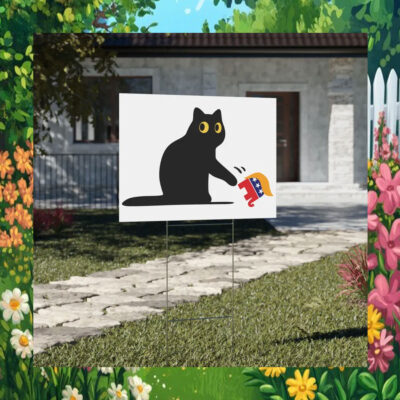 Black Cat Kamala Harris Yard Sign