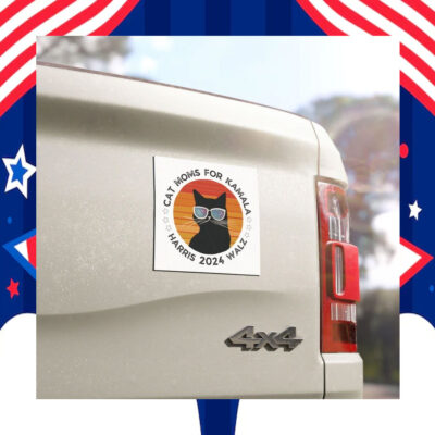 Black Cat Moms For Kamala Harris 2024 Walz Car Magnet