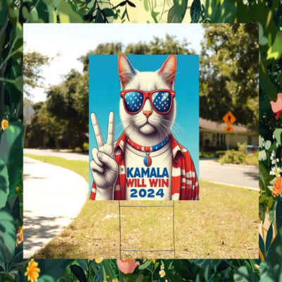 Cat Kamala Will Win 2024 Yard Sign
