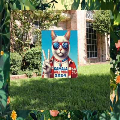 Cat Kamala Will Win 2024 Yard Sign