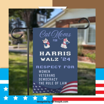 Cat Moms For Harris Walz 24 Respect For Women Veterans Democracy The Rule Of Law Flag