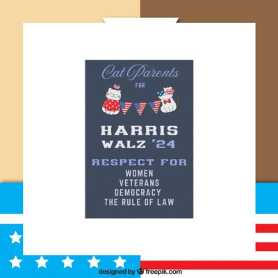 Cat Parents For Harris Walz 24 Respect For Women Veterans Democracy The Rule Of Law Flag