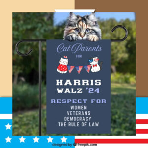 Cat Parents For Harris Walz 24 Respect For Women Veterans Democracy The Rule Of Law Flag