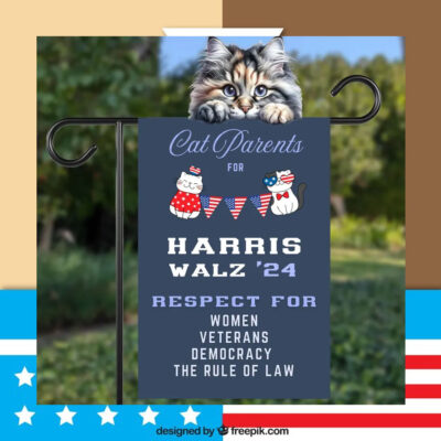 Cat Parents For Harris Walz 24 Respect For Women Veterans Democracy The Rule Of Law Flag