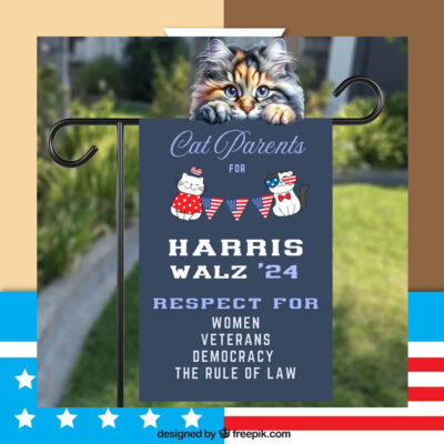 Cat Parents For Harris Walz 24 Respect For Women Veterans Democracy The Rule Of Law Flag