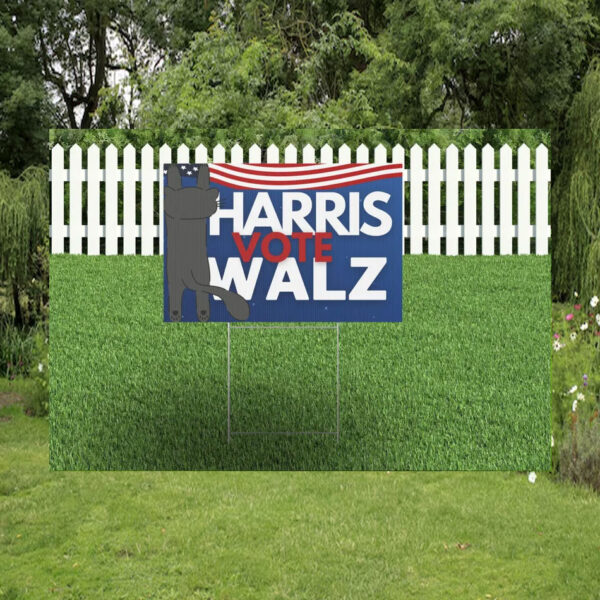 Cat Vote Harris Walz 2024 Yard Sign