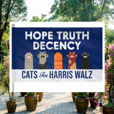 Cats For Harris Walz Hope Truth Decency Flag