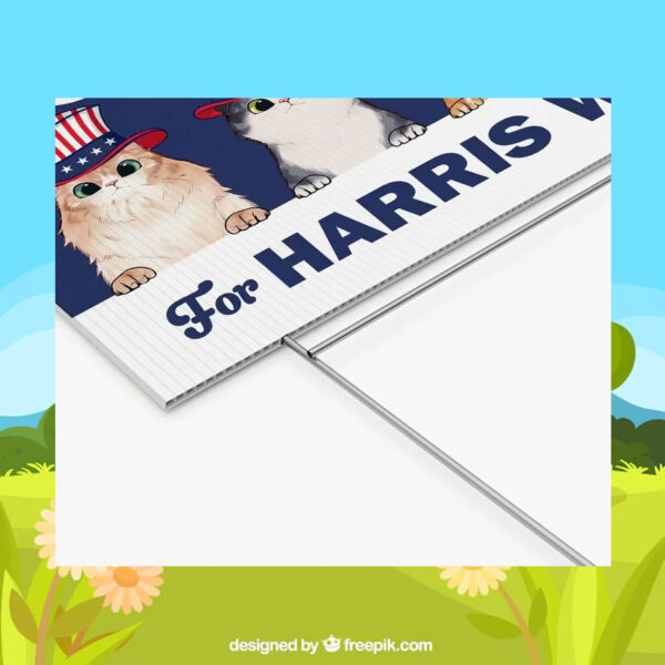 Cats For Harris Walz Plastic Yard Sign