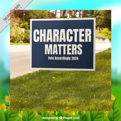Character Matters Vote Accordingly Kamala Harris Yard Sign