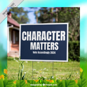 Character Matters Vote Accordingly Kamala Harris Yard Sign