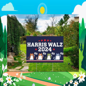 Childless Cat Lady For Harris Walz 2024 Political Yard Sign