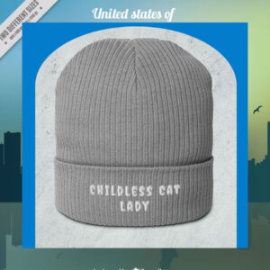 Childless Cat Lady For Kamala Organic Ribbed Beanie