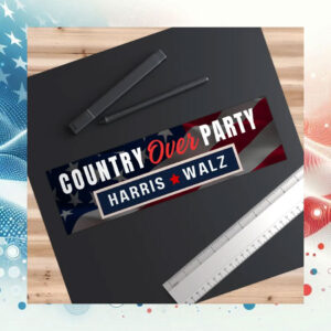 Country Over Party Harris Walz Bumper Sticker