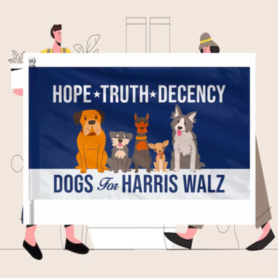 Dogs For Harris Walz Hope Truth Decency Election Flag