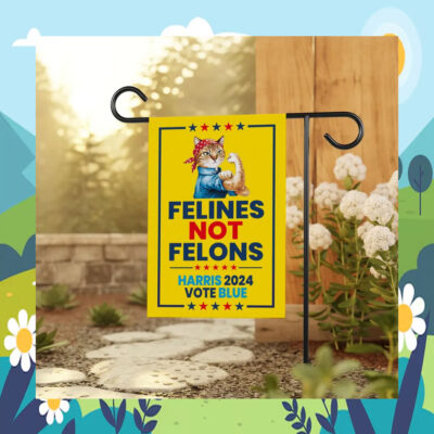 Felines Not Felons Harris 2024 Vote Blue Garden Flag