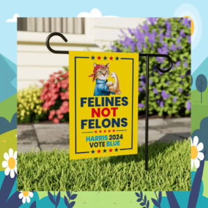 Felines Not Felons Harris 2024 Vote Blue Garden Flag