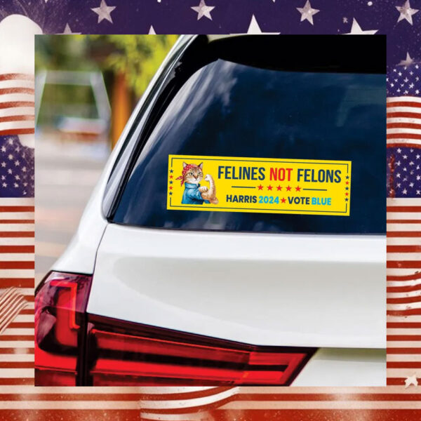 Felines Not Felons Harris 24 Vote Blue Stickers