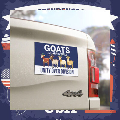 Goats For Harris Walz Unity Over Division Car Magnet
