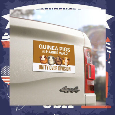 Guinea Pigs For Harris Walz Unity Over Division Car Magnet