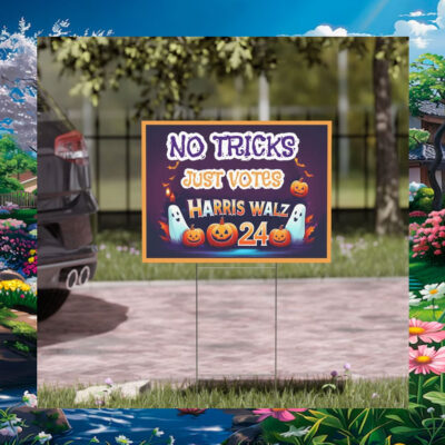 Halloween No Tricks Just Votes Harris Walz 24 Spooky Yard Sign