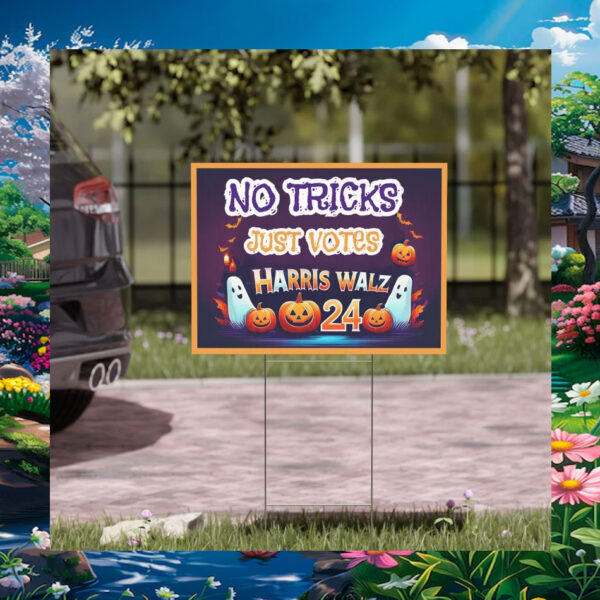 Halloween No Tricks Just Votes Harris Walz 24 Spooky Yard Sign