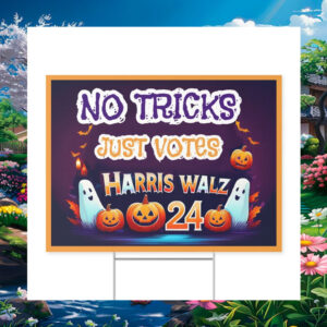 Halloween No Tricks Just Votes Harris Walz 24 Spooky Yard Sign