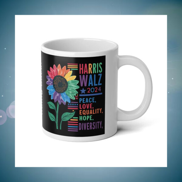 Harris Walz 2024 Peace, Love, Equality, Hope, Diversity Mug