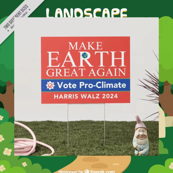 Harris Walz Make Earth Great Again Vote Pro-Climate Yard Sign