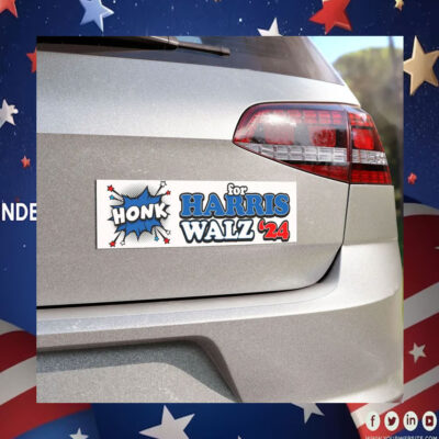 Honk For Harris Walz 24 Car Magnet
