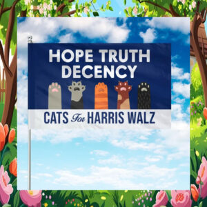 Hope Truth Decency Cats For Harris Walz Flag