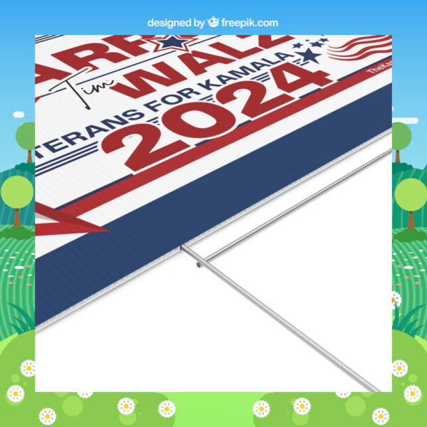 I'm With Them Kamala Harris Tim Walz Veterans For Kamala 2024 Yard Sign