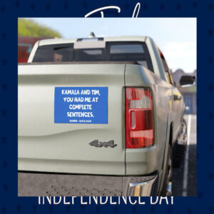 Kamala And Tim, You Had Me At Complete Sentences. Harris Walz 24 Car Magnets