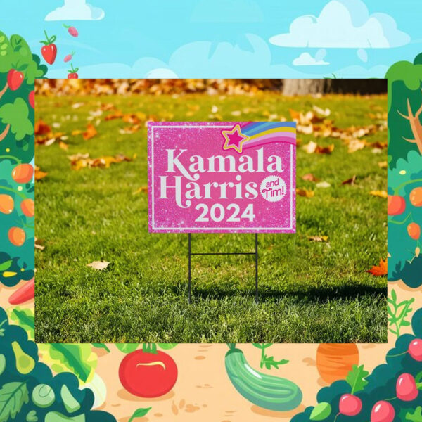 Pink Kamala Harris 2024 And Tim Yard Sign