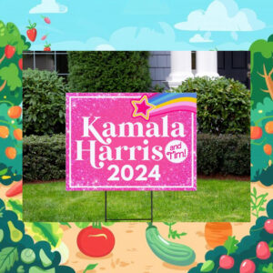 Pink Kamala Harris 2024 And Tim Yard Sign