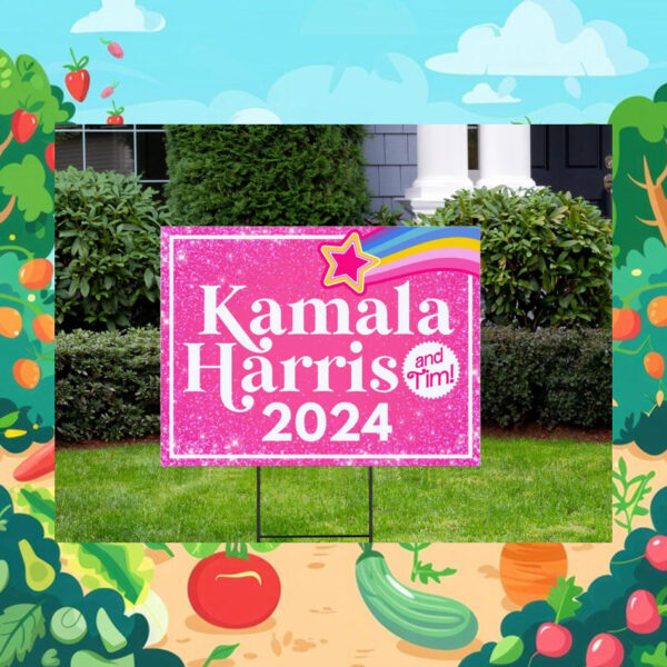 Pink Kamala Harris 2024 And Tim Yard Sign