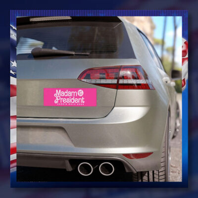 Pink Madam President And Tim! Harris Walz 2024 Car Magnet