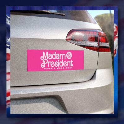 Pink Madam President And Tim! Harris Walz 2024 Car Magnet