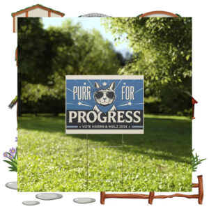 Purr For Progress Vote Harris & WAlz 2024 Yard Signs