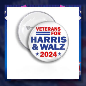 Veterans For Harri & Walz 2024 Button
