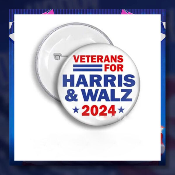 Veterans For Harri & Walz 2024 Button