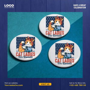 Vote 2024 Cat Ladies For Kamala Pin Button
