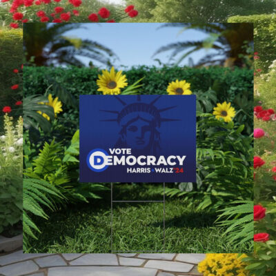 Vote Democracy Harris Walz 24 Yard Sign